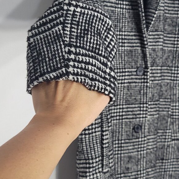 ⭐️ Ambiance Outerwear Black White Houndstooth Wool Blend Button Jacket Classic - Picture 2 of 11